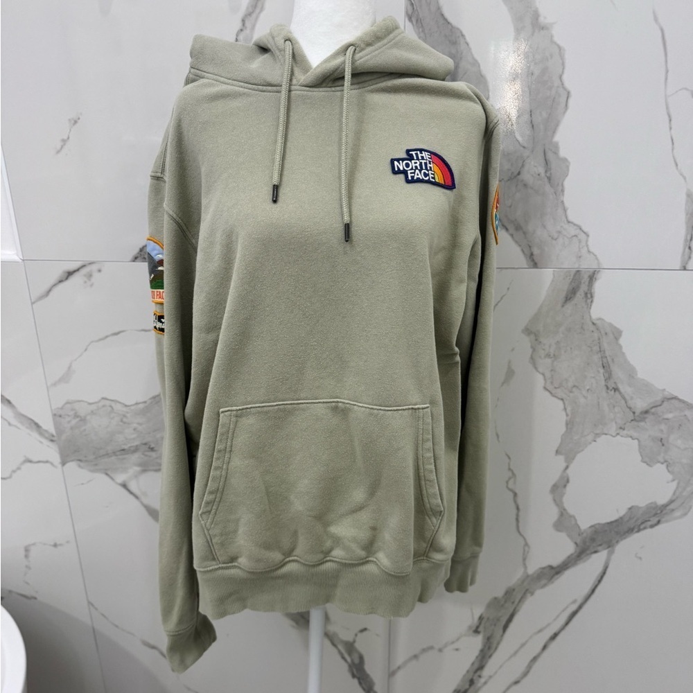 The North Face Novelty Patch Pullover Hoodie Sage Green Size L - Picture 3 of 8